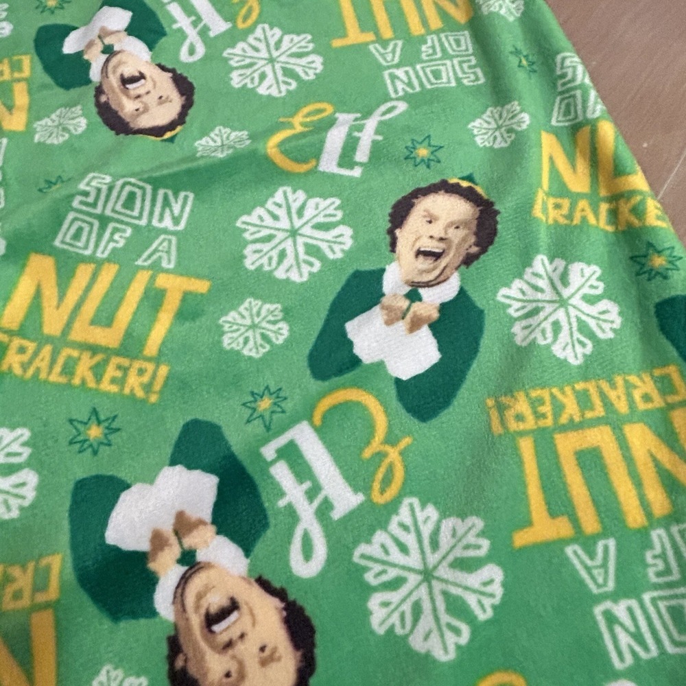 ELF Pajama Pants Mens Medium Green Son of a Nutcracker Fleece Christmas Bottoms